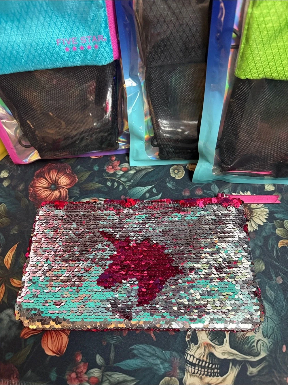 Sequin reversible pink/silver unicorn pouch